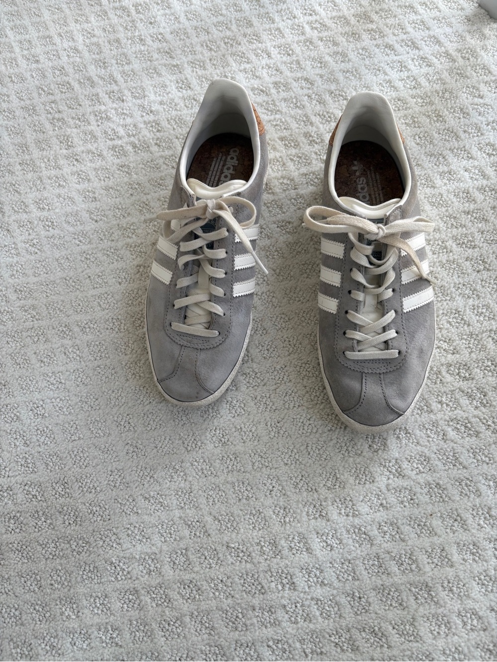 adidas Originals Gazelles Gray Suede Low-Top Sneakers with White Stripes